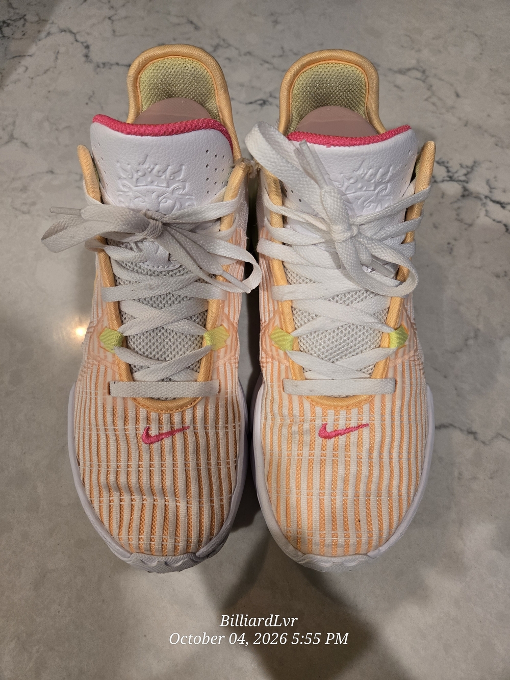 Nike Mens Lebron Witness 6 White & Peach Stripe Sneakers